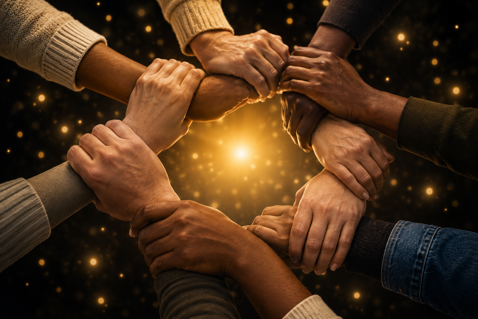 Hands joined together in a circle