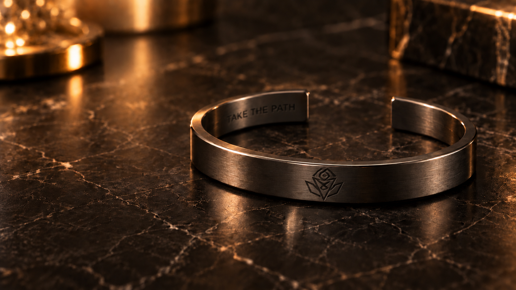 J.E.N. VOX Him engraved cuff, Take the Path
